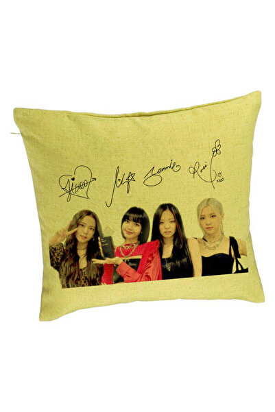 BEKZ Perna Decorativa, Model Blackpink K-POP semnaturi, 40x40 cm, Verde, Husa...