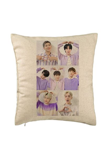 BEKZ Perna Decorativa BTS Army 9, 40×40 cm, Bej, Husa Detasabila, Burduf