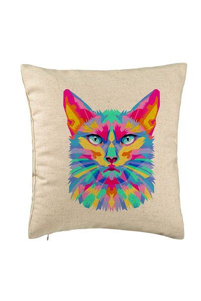 BEKZ Perna Decorativa, Model Contrast Cat, 40x40 cm, Bej, Husa Detasabila, Burduf