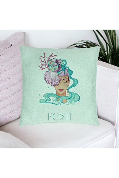 BEKZ Perna Decorativa, Model Zodia Pesti, 40x40 cm, Verde Menta, Husa Detasabila, Burduf