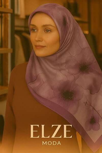 ELZE MODA شال من قماش الفوال القطني منقوش