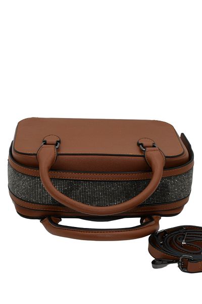 morpelikan Women's Stylish Detailed Zippered Adjustable Cross Strap Brown Hand and Shoulder Bag