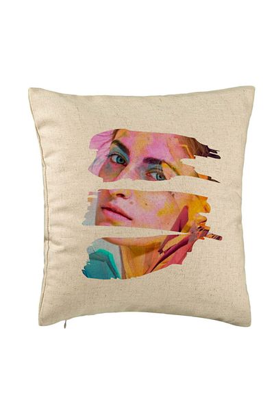 BEKZ Perna Decorativa, Model Photo Art, 40x40 cm, Bej, Husa Detasabila, Burduf