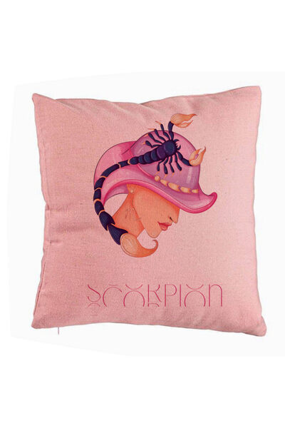 BEKZ Față de pernă, model zodiacal Scorpion, 40x40 cm, roz