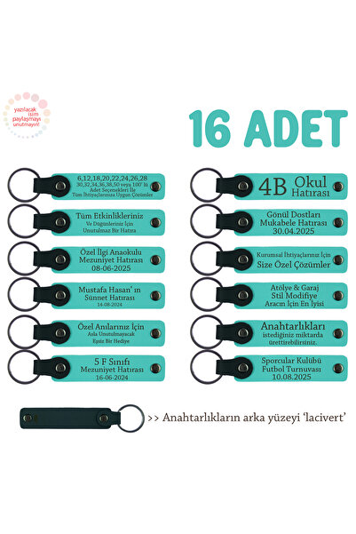 Miaju لأولئك الذين يبحثون عن هدية خاصة، مجموعة من 16 قطعة، سلسلة مفاتيح تذكارية من الجلد قابلة للكتابة، فيروزي وأزرق داكن