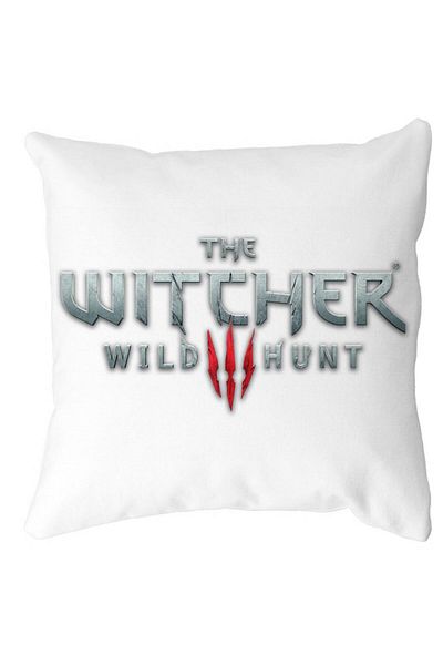 BEKZ Decorative Pillow with The Witcher Text, 40x40 cm, White, Matte, Removable Cover, Bellows