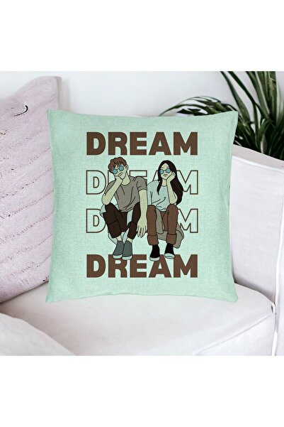 BEKZ Față de pernă, model Dream Friends, 40x40 cm, verde mentă