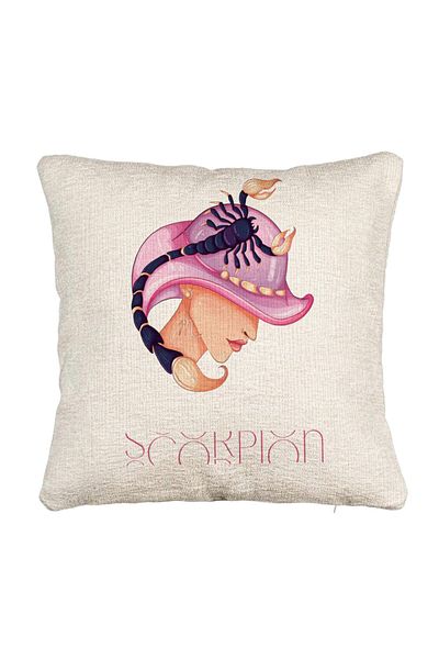 BEKZ Fata de perna Canapea, Model Zodia Scorpion, 40x40 cm, Cu fermoar