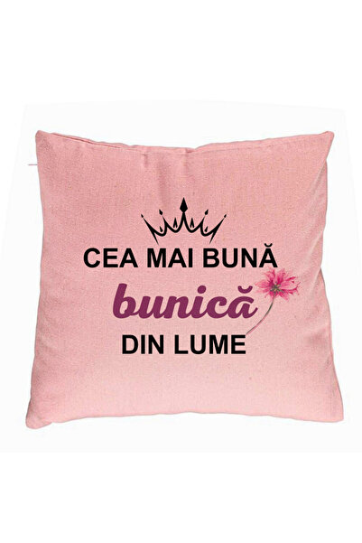 BEKZ Perna Decorativa pentru Bunica 12, 40x40 cm, Roz, Husa Detasabila, Burduf