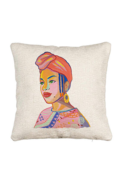 BEKZ Fata de perna Canapea, Model African Style, 40x40 cm, Cu fermoar