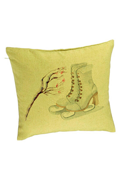 BEKZ Christmas Decorative Pillow, Ice Skates, 1, 40x40 cm, Green, Removable C...