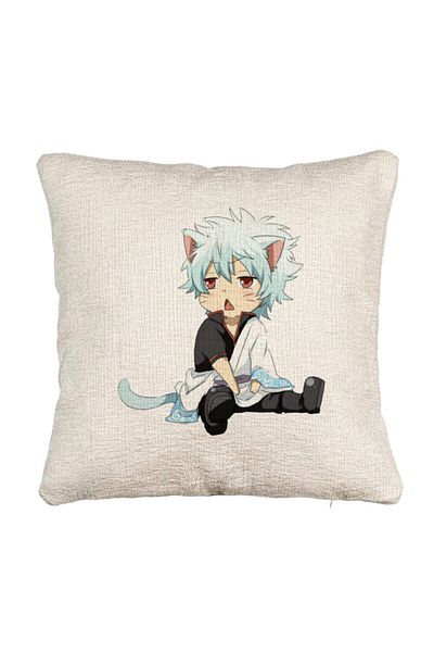 BEKZ Fata de perna Canapea cu Gintama Gin Cat, 40x40 cm, Cu fermoar