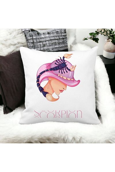 BEKZ Pillowcase, Scorpio Zodiac Sign, 40x40 Cm, White, Matte