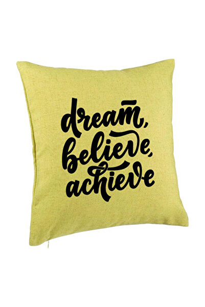 BEKZ Μαξιλαροθήκη, με σχέδιο Dream Believe Achieve, 40x40 εκ., Πράσινη