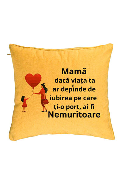 BEKZ Perna Decorativa, Model pentru Mama 7, 40x40 cm, Galben, Husa Detasabila...