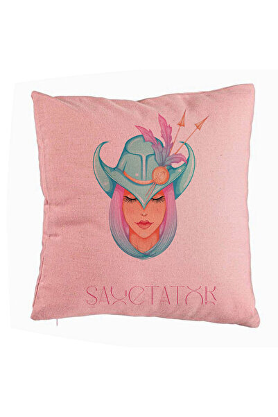 BEKZ Față de pernă, model zodiacal Săgetător, 40x40 cm, roz