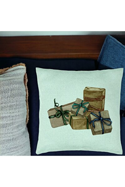 BEKZ Față de pernă cu tematică de Crăciun, cadouri, 40x40 cm, verde mentă