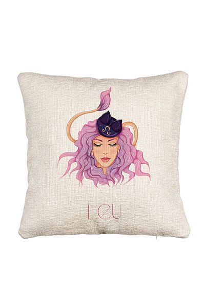 BEKZ Perna Decorativa Canapea, Model Zodia Leu, 40x40 cm, Cu fermoar