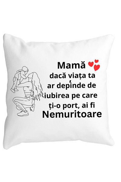 BEKZ Perna Decorativa pentru Mama 10,40x40 cm, Alba, Mata, Husa Detasabila, Burduf