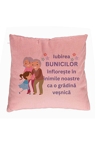 BEKZ Perna Decorativa pentru Bunici 2, 40x40 cm, Roz, Husa Detasabila, Burduf