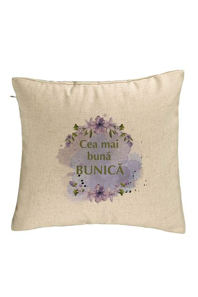 BEKZ Perna Decorativa pentru Bunica 2, 40x40 cm, Bej, Husa Detasabila, Burduf