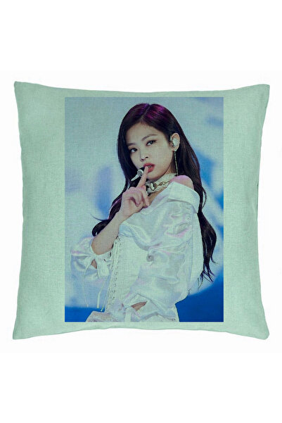 BEKZ Perna Decorativa BlackPink Jennie 2, 40×40 cm, Verde Menta, Husa Detasab...