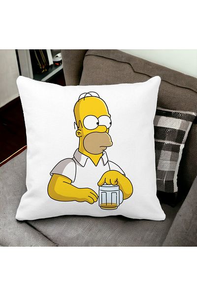 BEKZ Simpsons Homer Square Pillowcase, 40x40 Cm, White, Matte