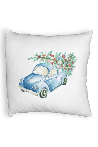 BEKZ Fluffy Decorative Pillow with Christmas Theme, 21, 40x40 cm, White, Removable Cover, Bellows