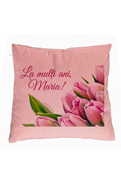 BEKZ Perna Decorativa, Model La multi ani Maria, 40x40 cm, Roz, Husa Detasabi...