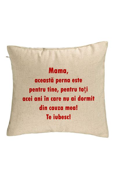 BEKZ Față de pernă, model pentru mama te iubesc 3, 40x40 cm, bej