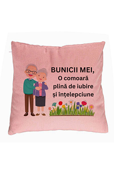 BEKZ Perna Decorativa pentru Bunici 4, 40x40 cm, Roz, Husa Detasabila, Burduf
