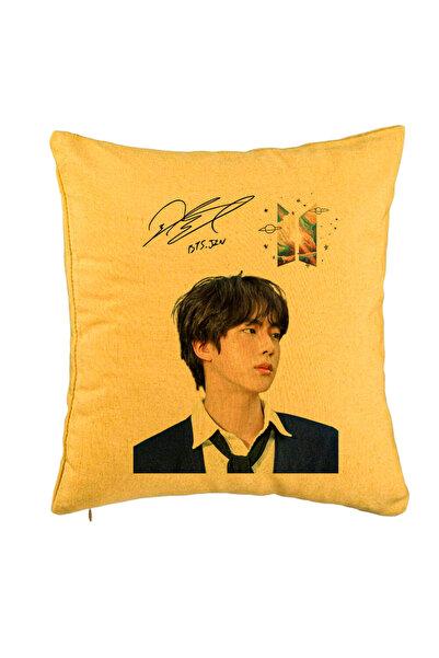 BEKZ Perna Decorativa BTS Jin 3, 40x40 cm, Galben, Husa Detasabila, Burduf