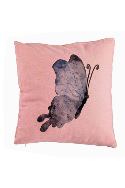 BEKZ Față de pernă, model cu 2 fluturi, albastru și negru, 40x40 cm, roz