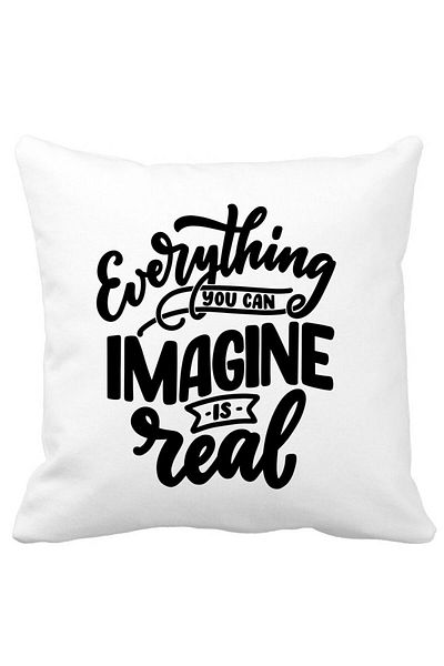 BEKZ Pillowcase, Everything You Can Imagine Is Real, 40x40 Cm, White, Matte