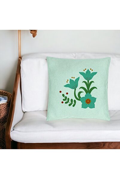 BEKZ Față de pernă, model floral verde, 40x40 cm, verde mentă
