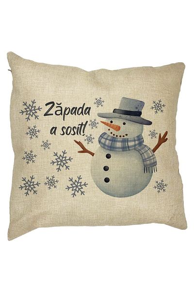BEKZ Perna Decorativa de Craciun Om de Zapada si Text 2, 40x40 cm, Husa Detasabila, Burduf