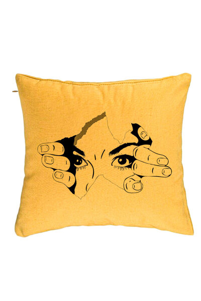 BEKZ Perna Decorativa, Model I see You, 40x40 cm, Galben, Husa Detasabila, Bu...