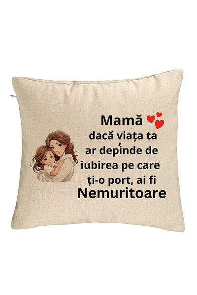 BEKZ Perna Decorativa, Model pentru Mama 6, 40x40 cm, Bej, Husa Detasabila, Burduf
