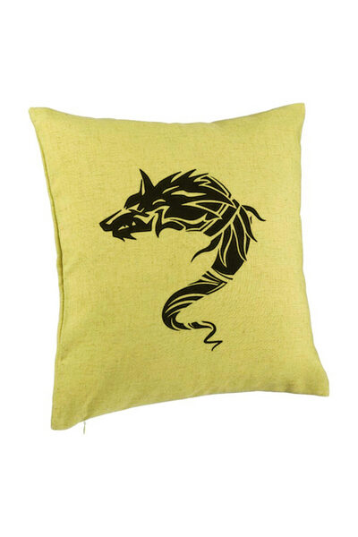 BEKZ Față de pernă, model lup dacic, 40x40 cm, verde