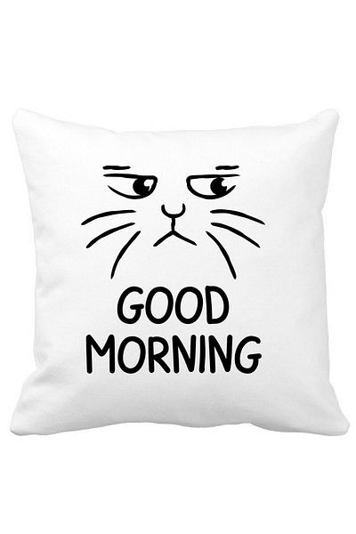 BEKZ Pillowcase, Good Morning, 40x40 Cm, White, Matte