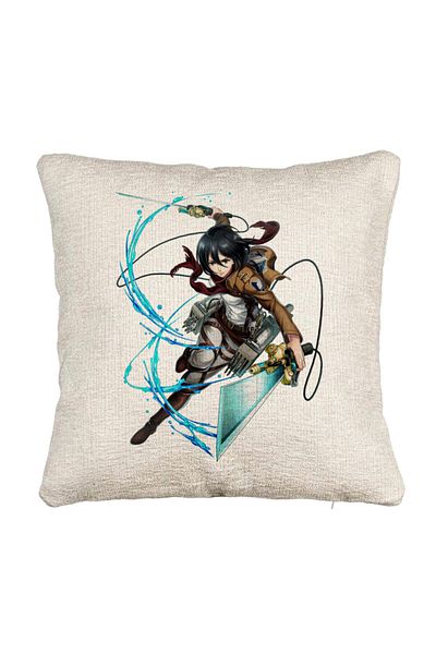 BEKZ Fata de perna Canapea cu Attack on Titan Mikasa, 40x40 cm, Cu fermoar