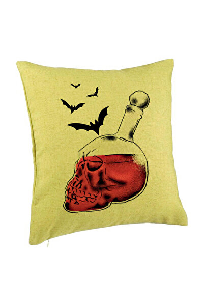 BEKZ Perna Decorativa cu motiv Sticla Craniu de Halloween 1, 40x40 cm, Verde,...