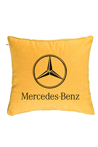 BEKZ Perna Decorativa, Model Mercedes, 40x40 cm, Galben, Husa Detasabila, Burduf
