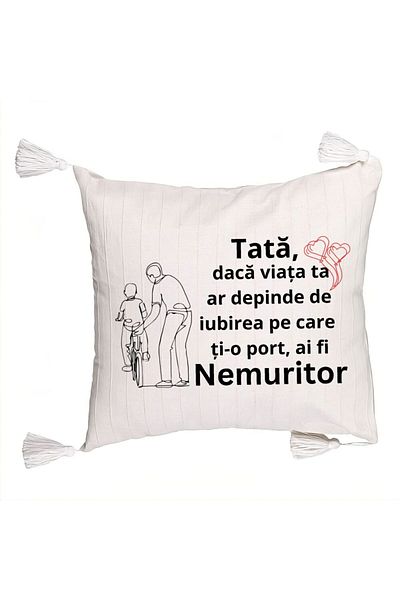 BEKZ Fringed Pillowcase, Model for Tata 9, 45x45 cm, Ecru, With zipper
