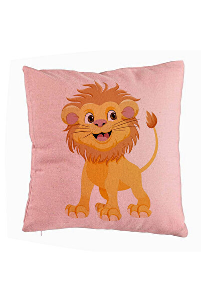 BEKZ Față de pernă, model pentru copii cu leu mic, 40x40 cm, roz