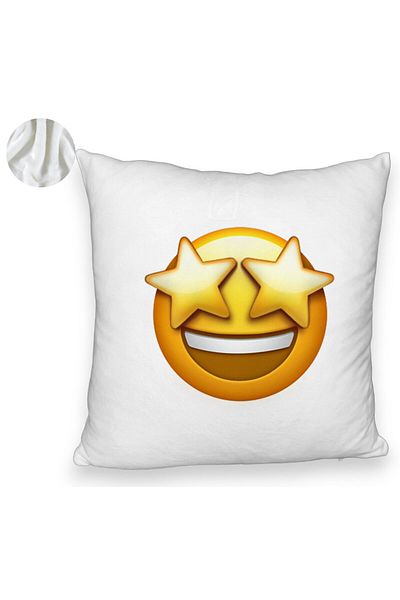BEKZ Față de pernă pufoasă, model Emoji Wow, 40x40 cm, albă