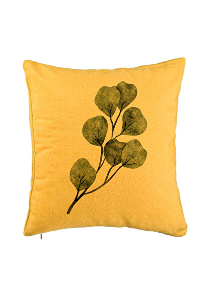 BEKZ Față de pernă, model frunze, 40x40 cm, galben