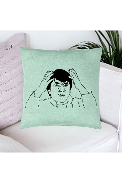 BEKZ Față de pernă, model Meme What?, 40x40 cm, verde mentă