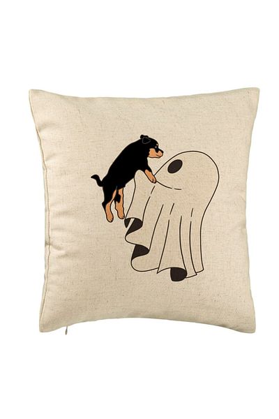 BEKZ Față de pernă cu motiv de Halloween cu fantome și câini, 40x40 cm, bej