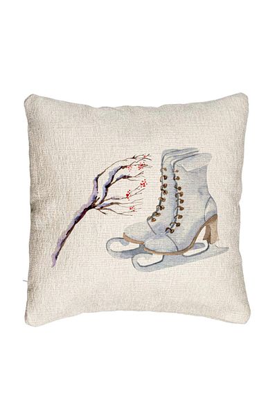 BEKZ Perna Decorativa Canapea de Craciun, Patine gheata, 1, 40x40 cm, Cu fermoar